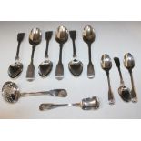 A set of five William IV silver Fiddle, Thread and Shell pattern dessert spoons, London 1835 by