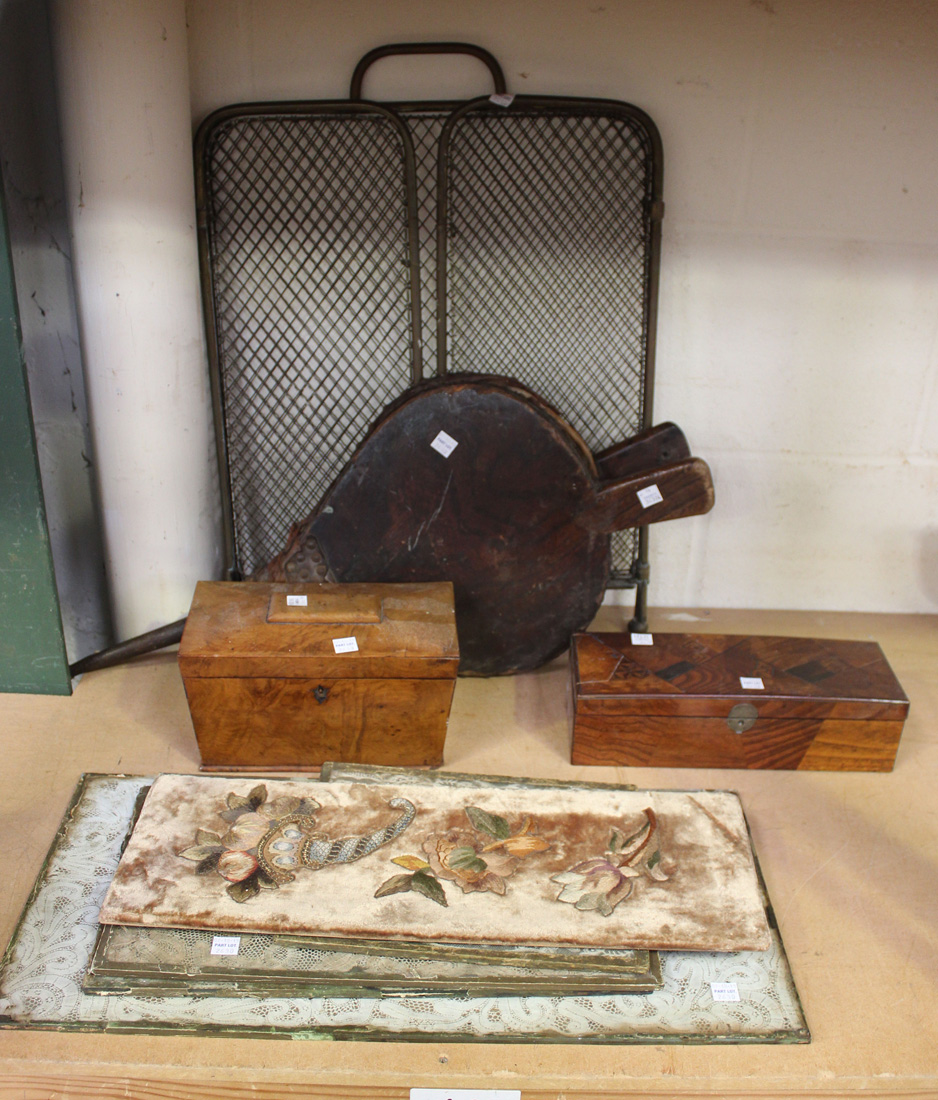 A group of collectors' items, including a 19th Century pollard oak tea caddy, a Japanese inlaid box, - Image 2 of 2