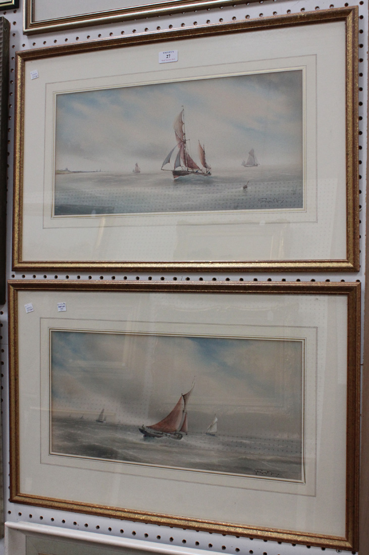 Garman Morris - Sailing Boats on Coastal Waters, a pair of watercolours, both signed, each approx