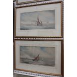 Garman Morris - Sailing Boats on Coastal Waters, a pair of watercolours, both signed, each approx