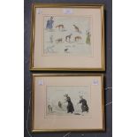 Attributed to Selina Crampton - 'Madam Fan' (Humorous Study of the Greyhound), watercolour and