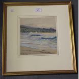 Victor Burnand - Coastal Landscape, watercolour, signed and dated 1906, approx 21cm x 20cm, within a