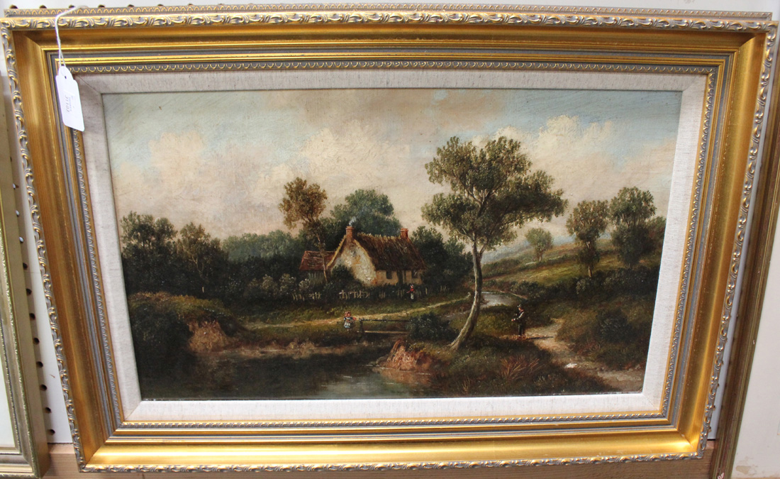 19th Century British School - Rural Landscapes, a pair of oils on canvas, each approx 28.5cm x 48. - Image 2 of 2