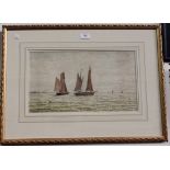 George Stanfield Walters - View of Sailing Vessels in Coastal Waters, watercolour, signed, approx