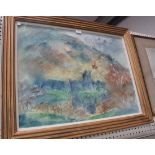 Andrew Brown - 'Kilchurn Castle', watercolour and crayon, signed and dated '97 recto, titled label