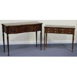 A 20th Century reproduction burr walnut and satinwood crossbanded side table fitted with four