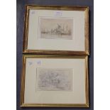 Edward William Cooke - 'On the Yssel at Gouda, near Rotterdam', pencil and watercolour, signed and