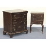 A late 20th Century reproduction mahogany serpentine fronted chest of four long drawers, on