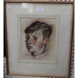 Patrick Ferguson Millard - 'Edward' (Portrait of the Boy), charcoal, sanguine and chalk, signed