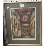 Gerald M. Burn - 'The Rose Window, Rheims', colour etching, signed and titled in pencil, approx 35cm