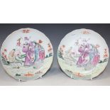 A pair of Chinese famille rose porcelain saucer dishes, mark of Guangxu and possibly of the