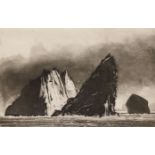 Norman Ackroyd (b.1938) – Stac an Armin – Evening, 2011, etching and aquatint on Japanese paper,