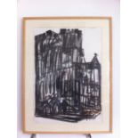 Dennis Creffield (b.1931) - Ripon, the West Front, 1988, charcoal on paper, 84 x 59.2cm, signed on