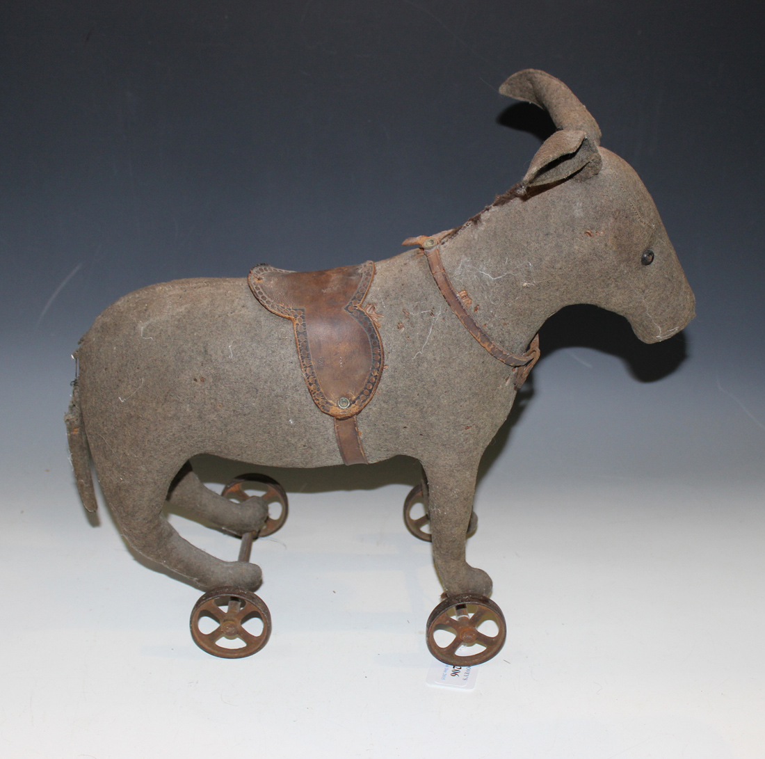 An early 20th Century Steiff felt donkey with button in left ear, boot button eyes and leather - Image 3 of 3