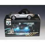 A Kyosho cast metal and plastic 1:18th scale model of the James Bond BMW Z8 from The World Is Not