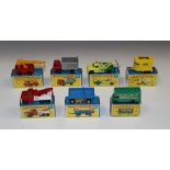 Sixteen Matchbox Series 1-75 vehicles, including a No. 30 eight wheel crane, a No. 46 removal van '