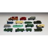 A small collection of post-war Dinky Toys cars and commercial vehicles, including a No. 29