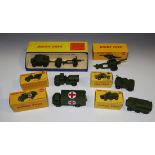 A small collection of Dinky Toys and Supertoys army vehicles and guns, comprising a No. 621 3-ton