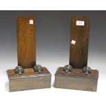 A pair of 19th Century and later rosewood plate stands, on block supports, height approx 33cm.