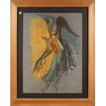 Hans Feibusch - Study of an Angel, mid-20th Century charcoal and pastel, approx 62cm x 45cm,