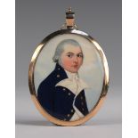 Circle of Frederick Buck - Oval Miniature Half Length Portrait of a Naval Officer in Uniform,