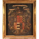 Continental School - Coat-of-arms with motto 'Ex Nece Pro Rege et Patria Tropheum', oil on canvas,