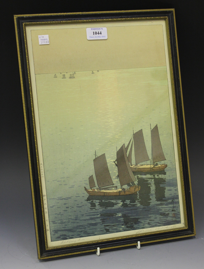 Hiroshi Yoshida (1876-1950) - a Japanese polychrome woodblock oban print, titled 'Glittering Sea',