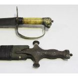 An 18th Century Dutch East India Company naval officer's sword with curved single edged blade,