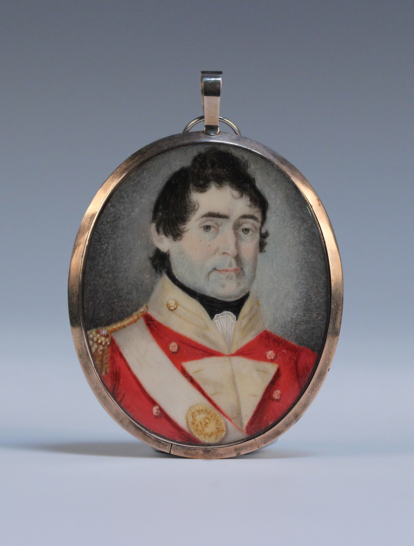 Late 18th Century British School - Oval Miniature Half Length Portrait of an Officer of the 40th