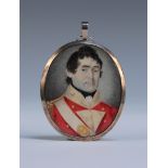 Late 18th Century British School - Oval Miniature Half Length Portrait of an Officer of the 40th