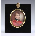 Circle of William de Grimaldi - Oval Miniature Head and Shoulders Portrait of Arthur Wellesley,