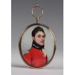 Circle of Frederick Buck - Oval Miniature Half Length Portrait of an Officer, possibly an Officer of