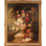 19th Century Continental School - Still Life Study of Summer Flowers, oil on canvas, approx 90cm x