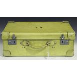 An early 20th Century pigskin suitcase with chromium plated fittings, width approx 67cm.