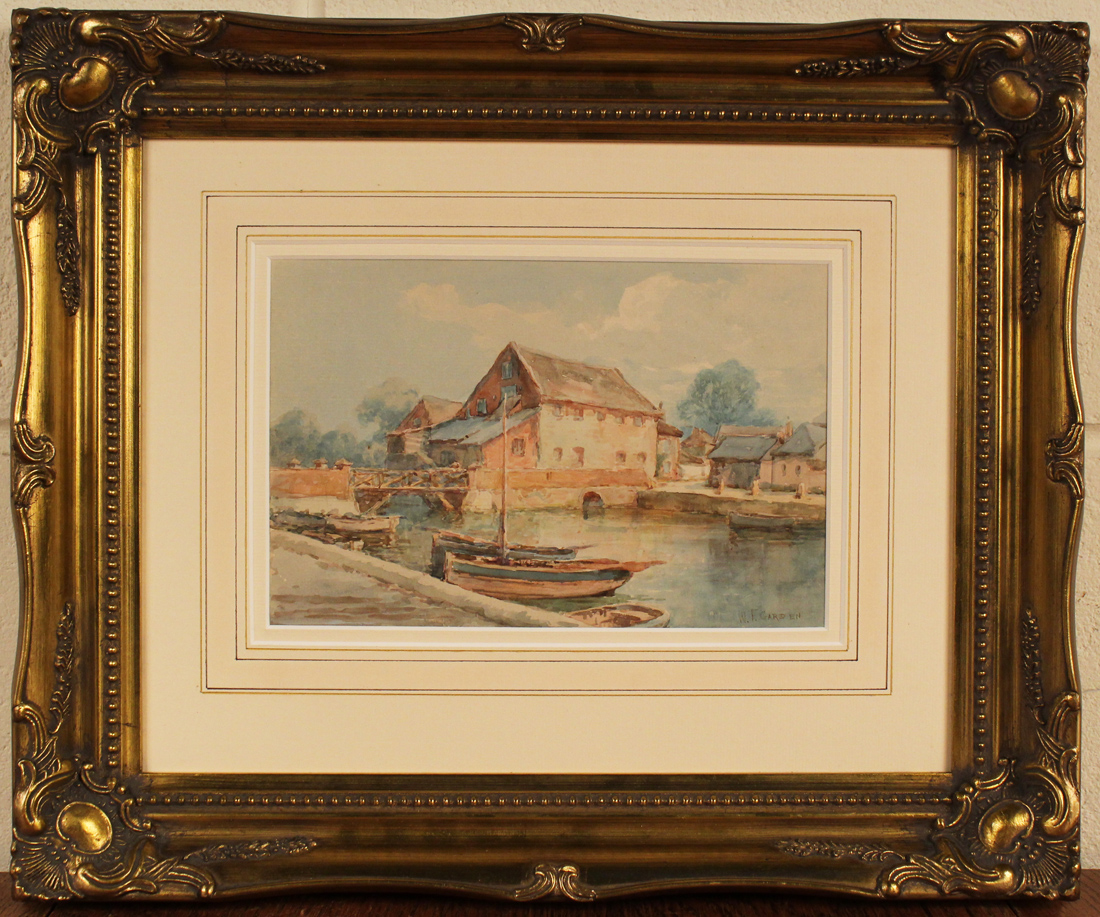William Fraser Garden - View of a Quay, late 19th Century watercolour, signed, approx 15cm x 23.