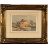 William Fraser Garden - View of a Quay, late 19th Century watercolour, signed, approx 15cm x 23.