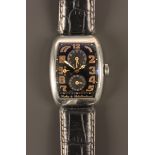 A Dubey & Schaldenbrand Aerodyn Duo curved rectangular steel cased gentleman's wristwatch, the