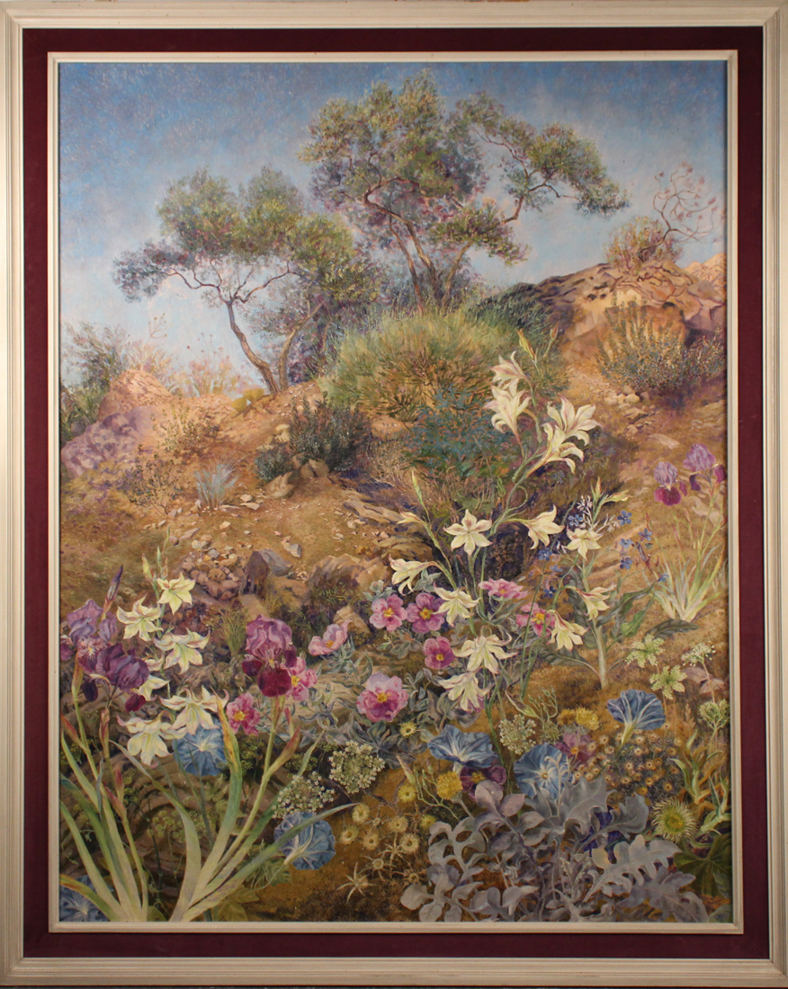 J.O.L. - Mediterranean Wild Flowers, 20th Century oil on canvas, signed with initials, approx