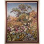 J.O.L. - Mediterranean Wild Flowers, 20th Century oil on canvas, signed with initials, approx