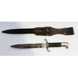 A Third Reich fire department dress sidearm with plated single edged blade, length approx 20cm,