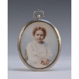 Circle of Mary Josephine Gibson - Oval Miniature Half Length Portrait of a Boy, late 19th Century