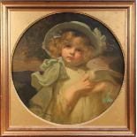 Frank Owen Salisbury - Tondo Portrait of Enid, the artist's niece, wearing a Bonnet, oil on