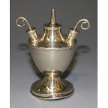 A late Victorian silver table lighter of urn form, Birmingham 1898, height approx 9cm.