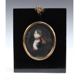 Villers - Oval Miniature Portrait of Napoleon in Profile, watercolour and gouache, signed, approx
