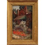 Joseph Ogden - Flowers in a Cottage Garden, 20th Century oil on panel, indistinctly signed with