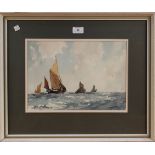 Edward Wesson - 'Thames Barges', 20th Century watercolour, signed recto, titled label verso,
