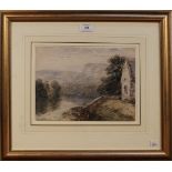 David Cox - Chapel near Betws-y-Coed, watercolour, signed and dated 1845, approx 21cm x 29cm, within