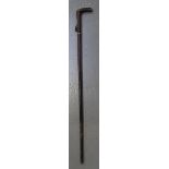 A late 19th Century swordstick with rectangular section blade, length approx 73cm, brown composition
