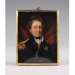 Late 18th/early 19th Century Continental School - Miniature Portrait of an Officer, oil on metal