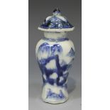 A Chinese blue and white porcelain miniature vase and cover, Kangxi period, of octagonal baluster